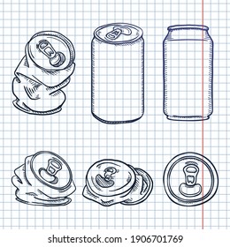 Conjunto vectorial de ilustraciones de aluminio de esbozo