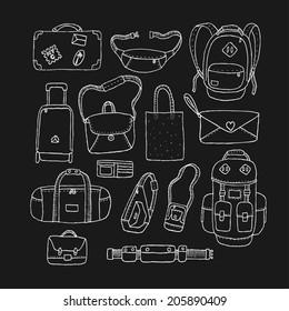 Vector Set of Sketch Bags. Isolated.