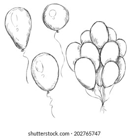 Vector Set of Sketch Balloons