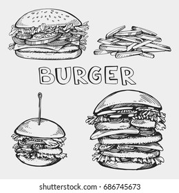 Vector set of sketch burgers