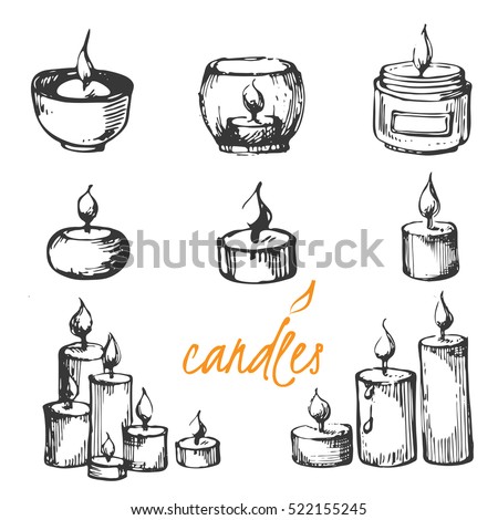 Vector set of sketch candles.