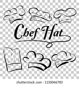 vector set sketch of Chef Hats, at Transparent Effect Background