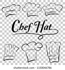 vector set sketch of Chef Hats, at Transparent Effect Background