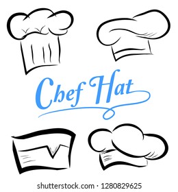 vector set sketch of Chef Hats, isolated on white
