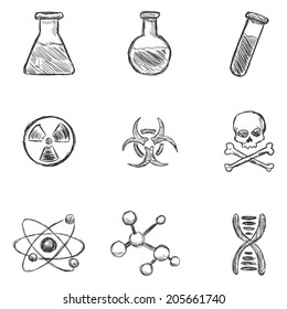 Vector Set of  Sketch Chemistry  Icons