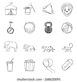 Vector Set of Sketch Circus Icons