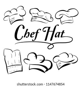 vector set sketch of green Chef Hats
