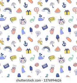 Vector Set Of Sketch Icons. Hand draw objects. Sticker version