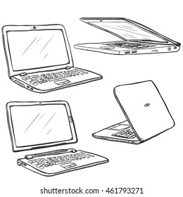Vector Set of Sketch Laptops