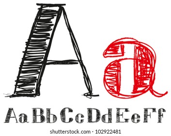 Vector set of sketch letters, handmade