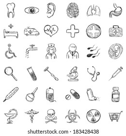 Vector Set Of Sketch Medical Icons