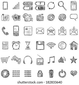 Vector Set Of Sketch Mobile Icons