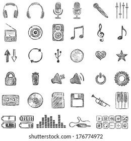 Vector Set of Sketch Music icons