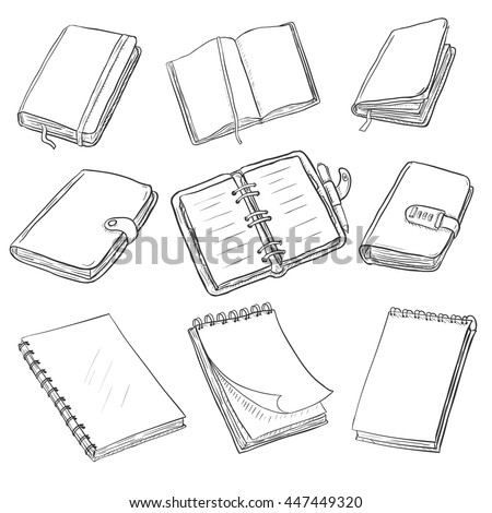 Vector Set of Sketch Notebooks, Notepads and Diaries