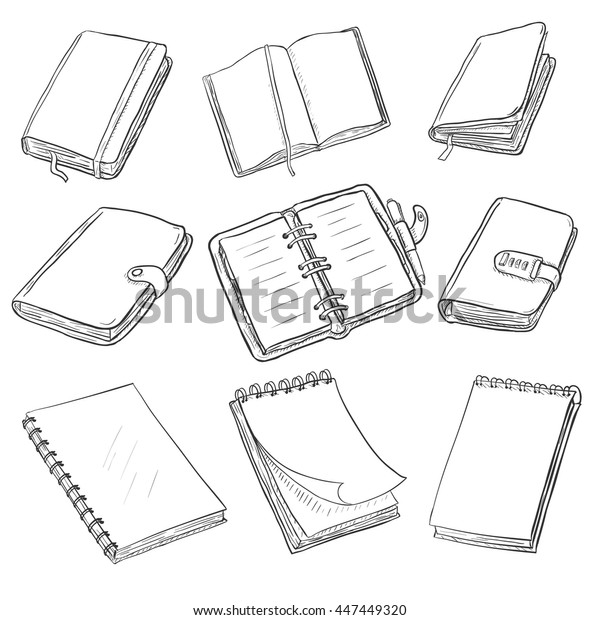 Vector Set Sketch Notebooks Notepads Diaries Stock Vector Royalty Free