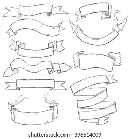 Vector Set of Sketch Ribbons