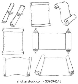 Vector Set of Sketch Scrolls