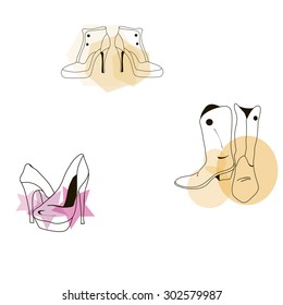 Vector set of sketch shoes