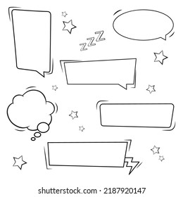 Vector set of sketch speech bubbles. Dialog clouds and thought bubbles design elements