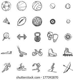 Vector Set of Sketch Sports Icons