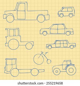 Vector Set of Sketch Transportation Icons