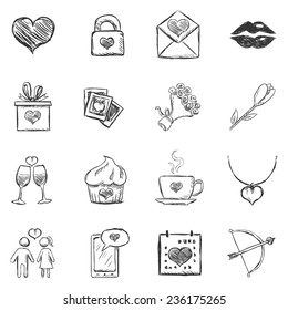 Vector Set of Sketch Valentine Icons