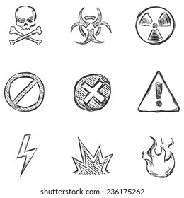 Vector Set of Sketch Warning  Icons