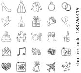 Vector Set of Sketch Weddings Icons