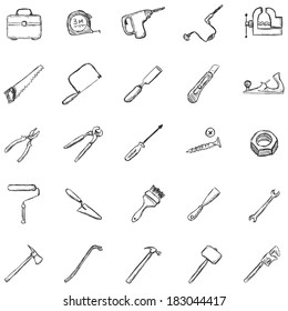 Vector Set of Sketch Work Tools Icons