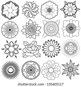 Vector set of sketches of flowers for design