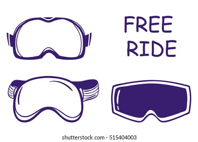 Vector set of ski masks. Winter sport. Isolated on white