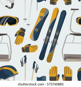 Vector set of Ski and Snowboard equipment pattern