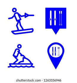  vector set. With ski station pin, water ski and water ski icons in set