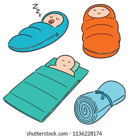 vector set of sleeping bag