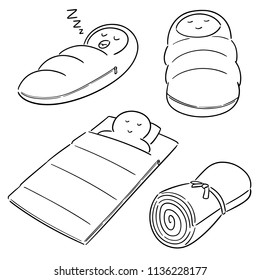 vector set of sleeping bag