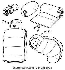 vector set of sleeping bag
