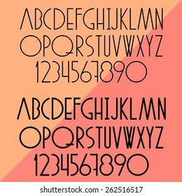 Vector set of slim alphabet and numbers
