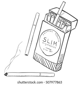 Vector Set of Slim Cigarettes