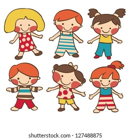 Vector set - small cartoon children