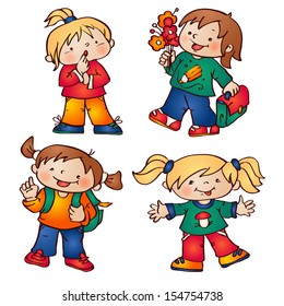 Vector set - small cartoon children