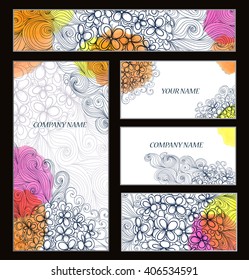 vector set of small flowers watercolor stains