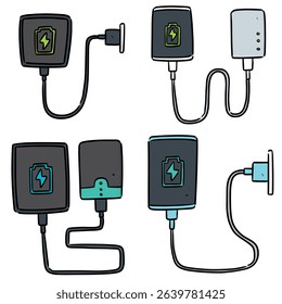 vector set of smartphone charging