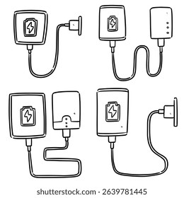 vector set of smartphone charging