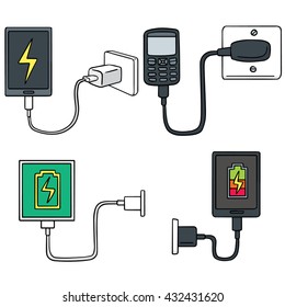 vector set of smartphone charging