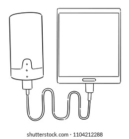 vector set of smartphone charging via power bank
