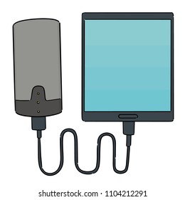 vector set of smartphone charging via power bank