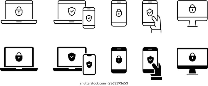 Vector Set of Smartphone and Computer Security Icons