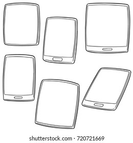 vector set of smartphone and tablet cartoon