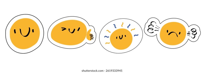 Vector set of Smile icons cartoon. Stickers emoticon. Vector flat icons for social media.