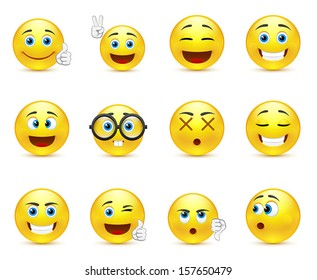 vector set - smiley faces expressing different feelings